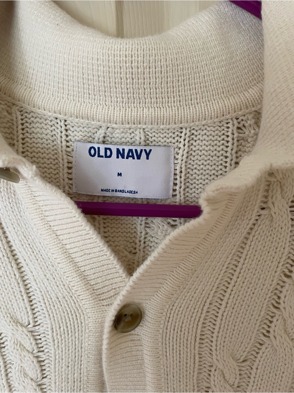 Old Navy Cream Cable Knit Button-Up Cardigan - Picture 2 of 2